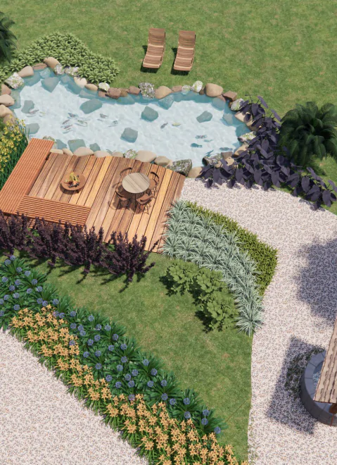 Projeto Deck e Lago - Villaggio Di Pietra