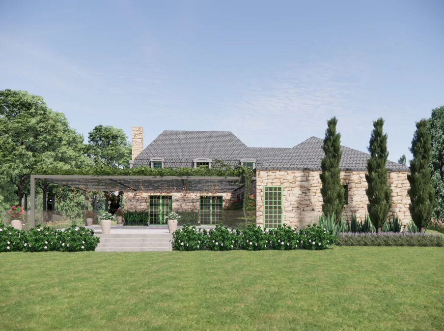 Projeto da fachada da casa de pedra - Villaggio Di Pietra
