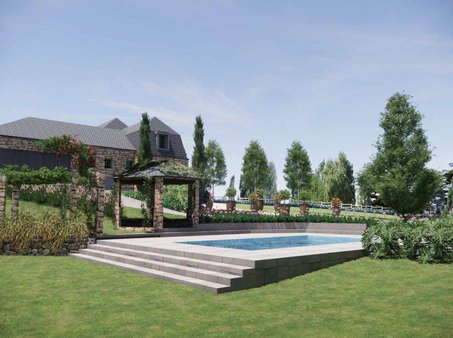 Projeto da área da piscina - Villaggio Di Pietra